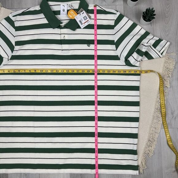 Puma Quiet Golf Mens Striped Golf Polo Green White  Size 3XL UPF 40 - Picture 6 of 6